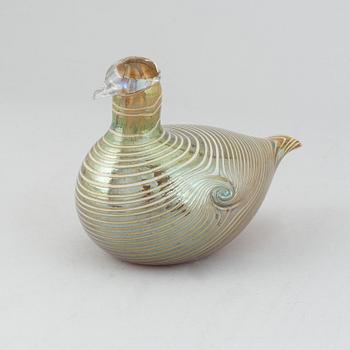 Oiva Toikka, a glass bird, signed, Nuutajärvi.