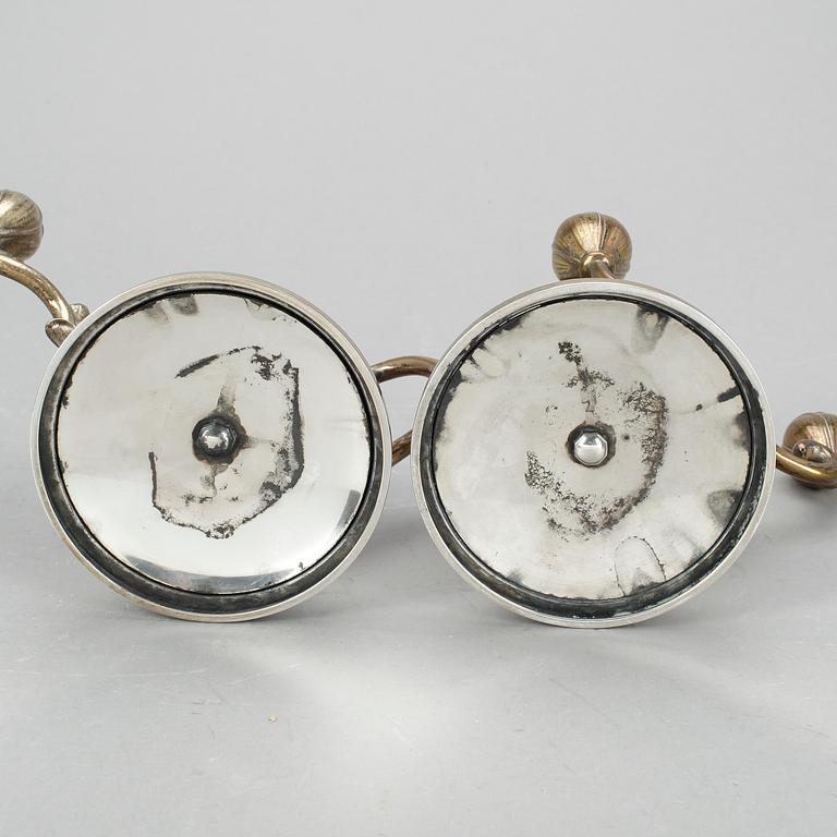 LJUSSTAKAR, ett par, W A Bolin, silver, 1950.