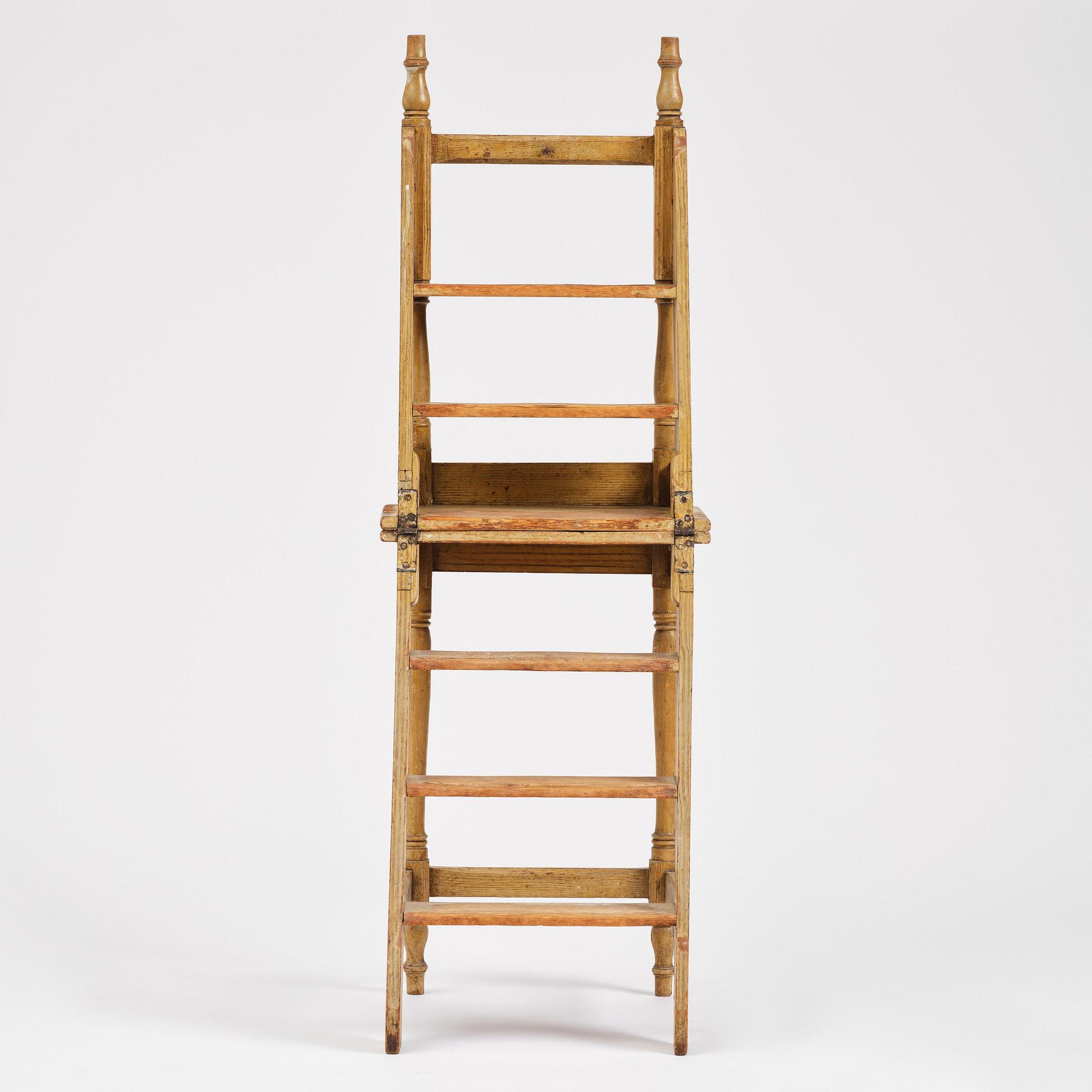 A late baroque library-ladder, mid/later part 18th century.
