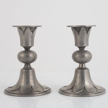 Edvin Ollers, a vase, a pair of candlesticks and a box, including Stockholm 1944.