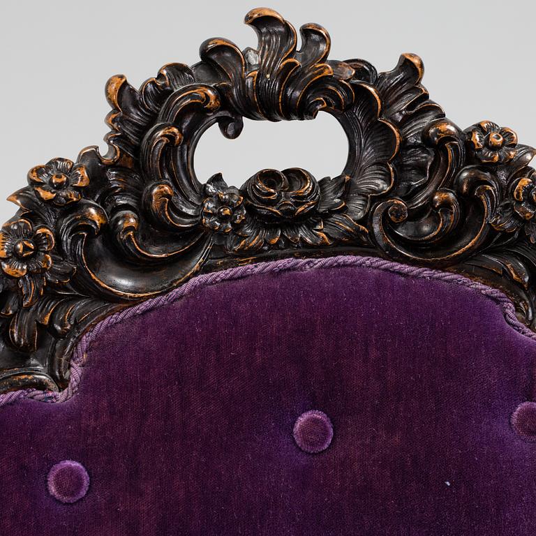 a rococo-style armchair from the second half of the 19th century.