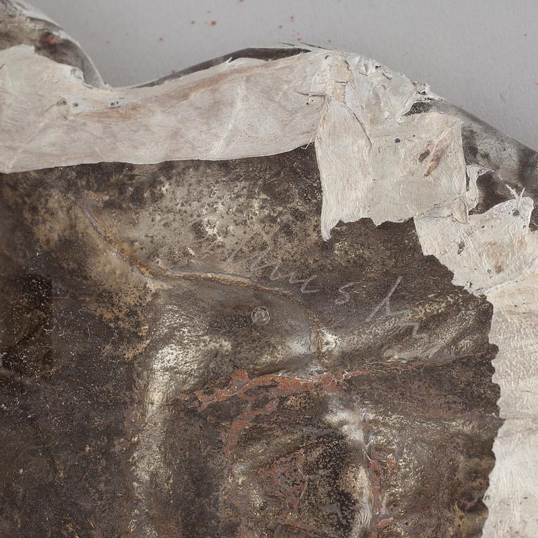 two glass objects, signed.