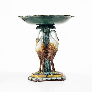 A  Swedish cream ware/maijolica center piece, Gustavsberg, 1884.