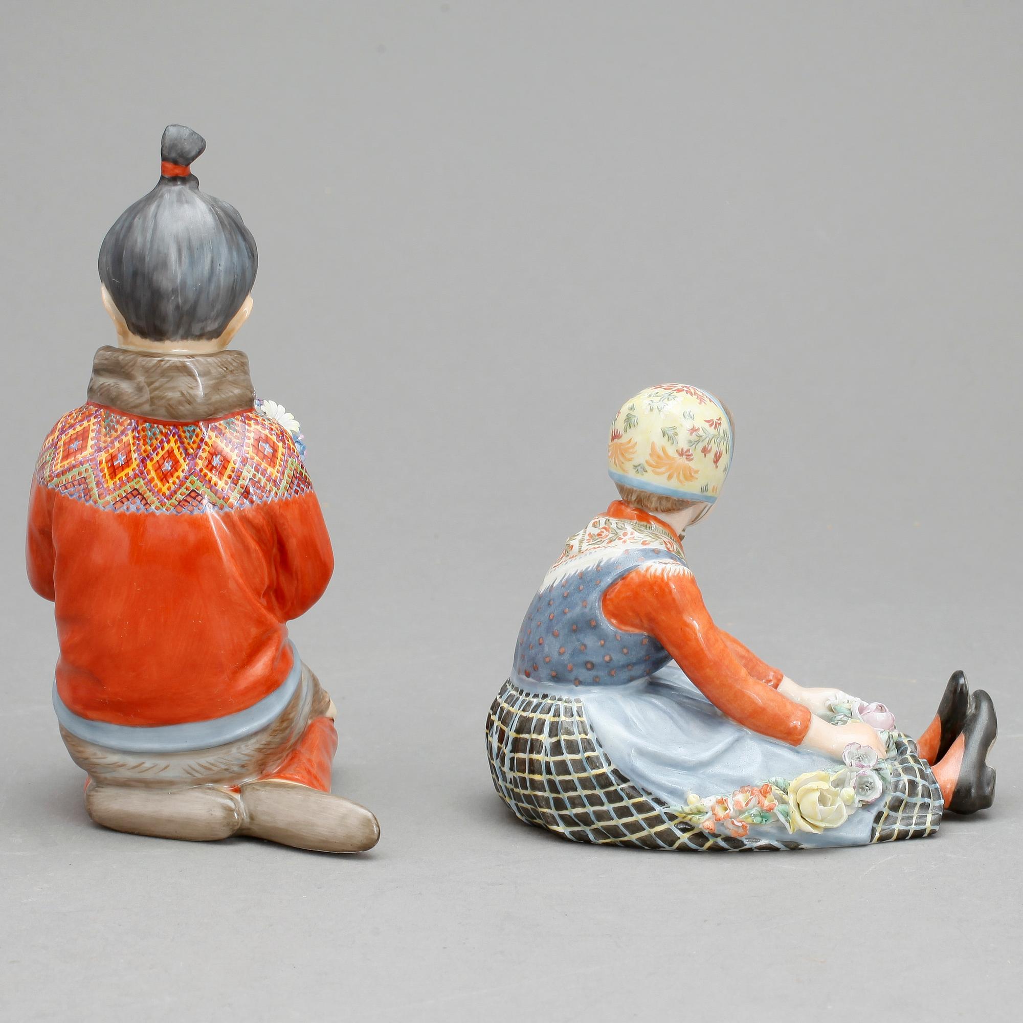 FIGURINER, 2 st, porslin, Royal Copenhagen, Danmark, 1900-tal.