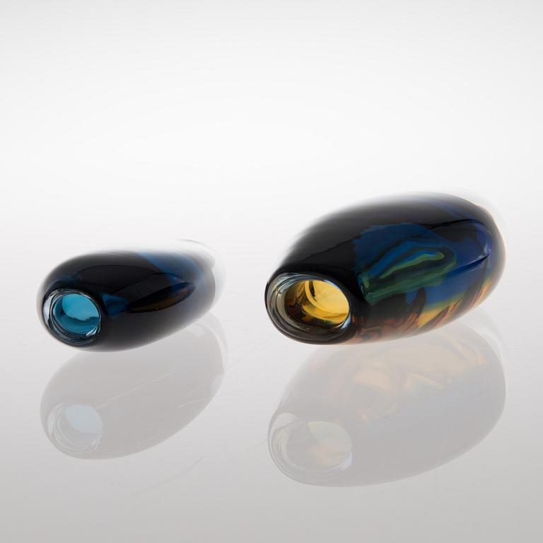 Two signed glass vases from Kosta Boda, Sweden, latter part of the 20th century.