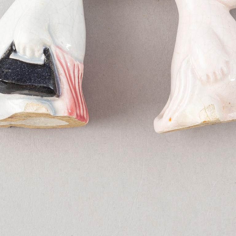 Leo Tykkyläinen, figuriner, 4 st, kermaik, Mumin, Arabia, Finland, 1950-tal.