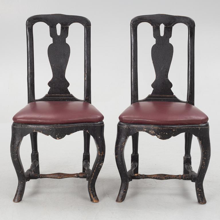 A pair of rococo chairs, mid 18th century.
