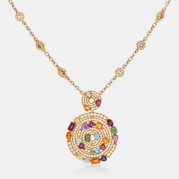 COLLIER, Bulgari, "Astrale", med diamanter, turmaliner, ametister, citriner, topaser, granater samt peridoter.