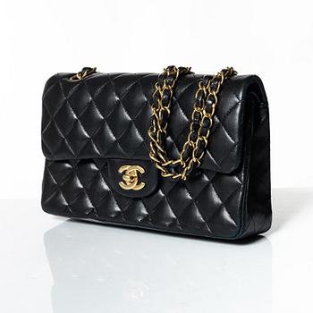 Chanel, A black leather 'Double Flap Bag Small'.