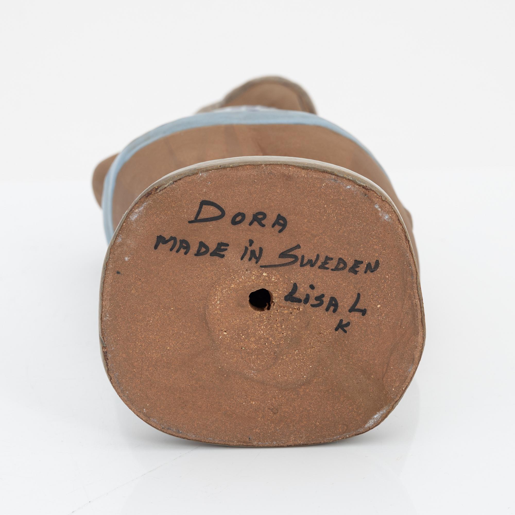 Lisa Larson, figurin, stengods, "Dora", ur serien "ABC-flickorna", Gustavsberg.