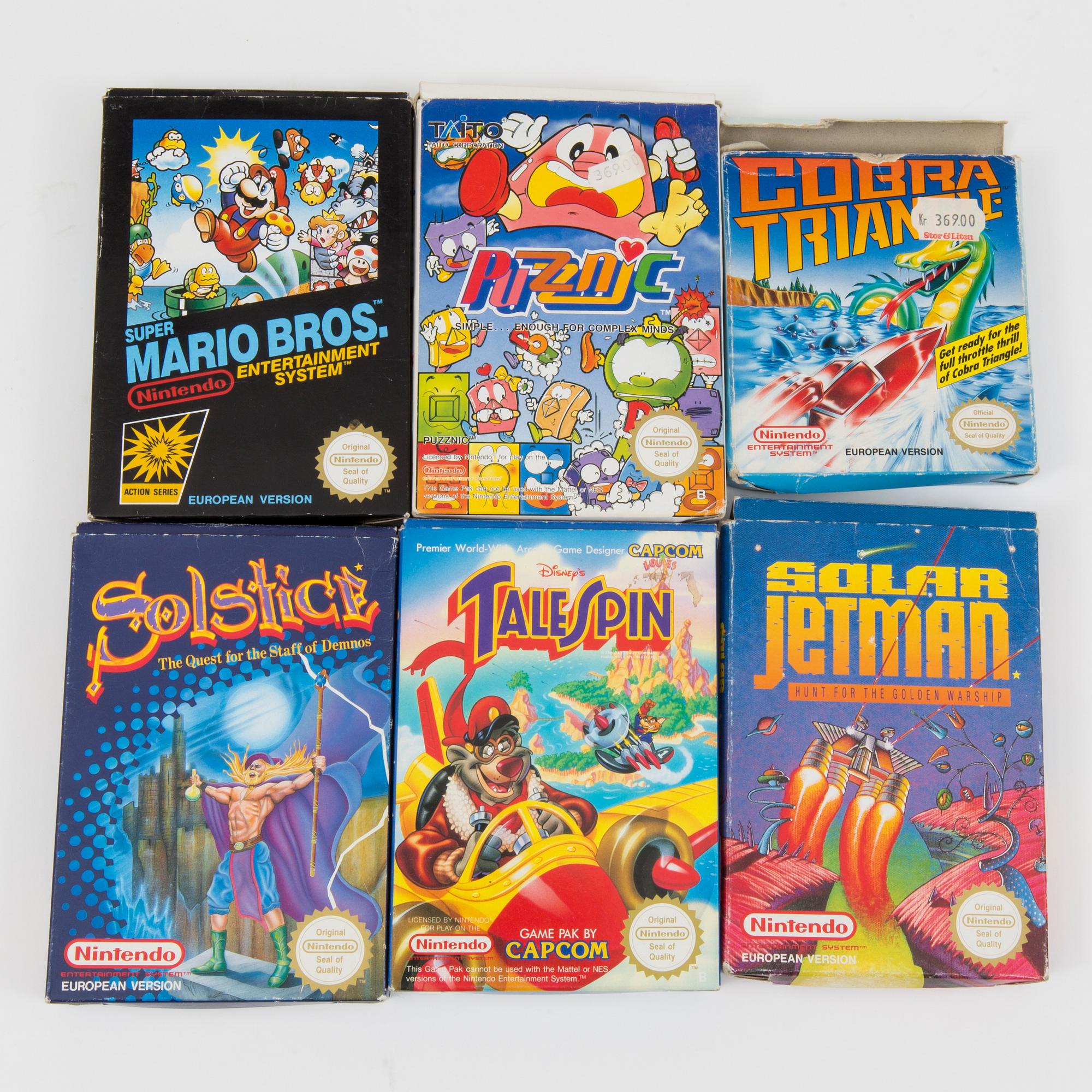 A collection of 16 Nintendo 8-bit games, Bersala, 1980/90s.