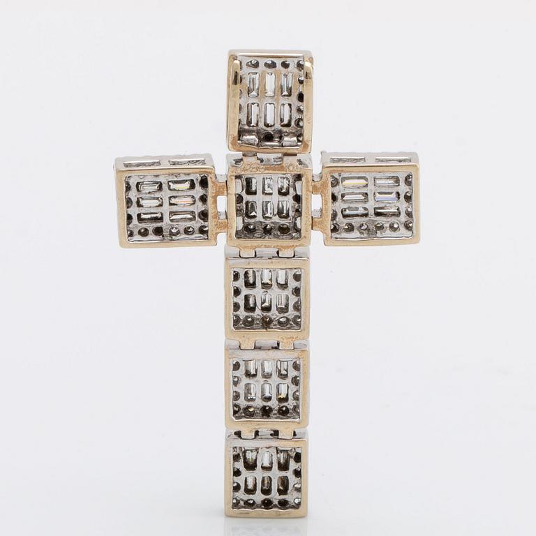 Diamantkors, 18K vitguld med briljanter och baguetter total vikt 2,89 ct enligt gravyr, ca 4,5 x 3 cm.