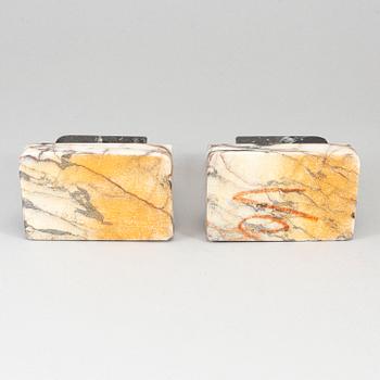 A pair of art déco marble book ends, 1930s.