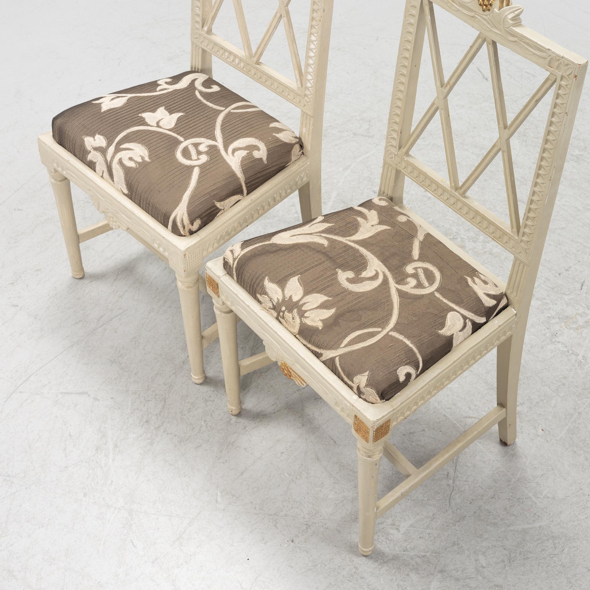 Stolar, 6 st snarlika, sengustavianska, Lindome, 1800-tal.