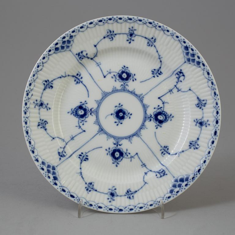 A set of 13 pieces Royal Copenhagen Blue Fluted Half-lace porcelain tableware.