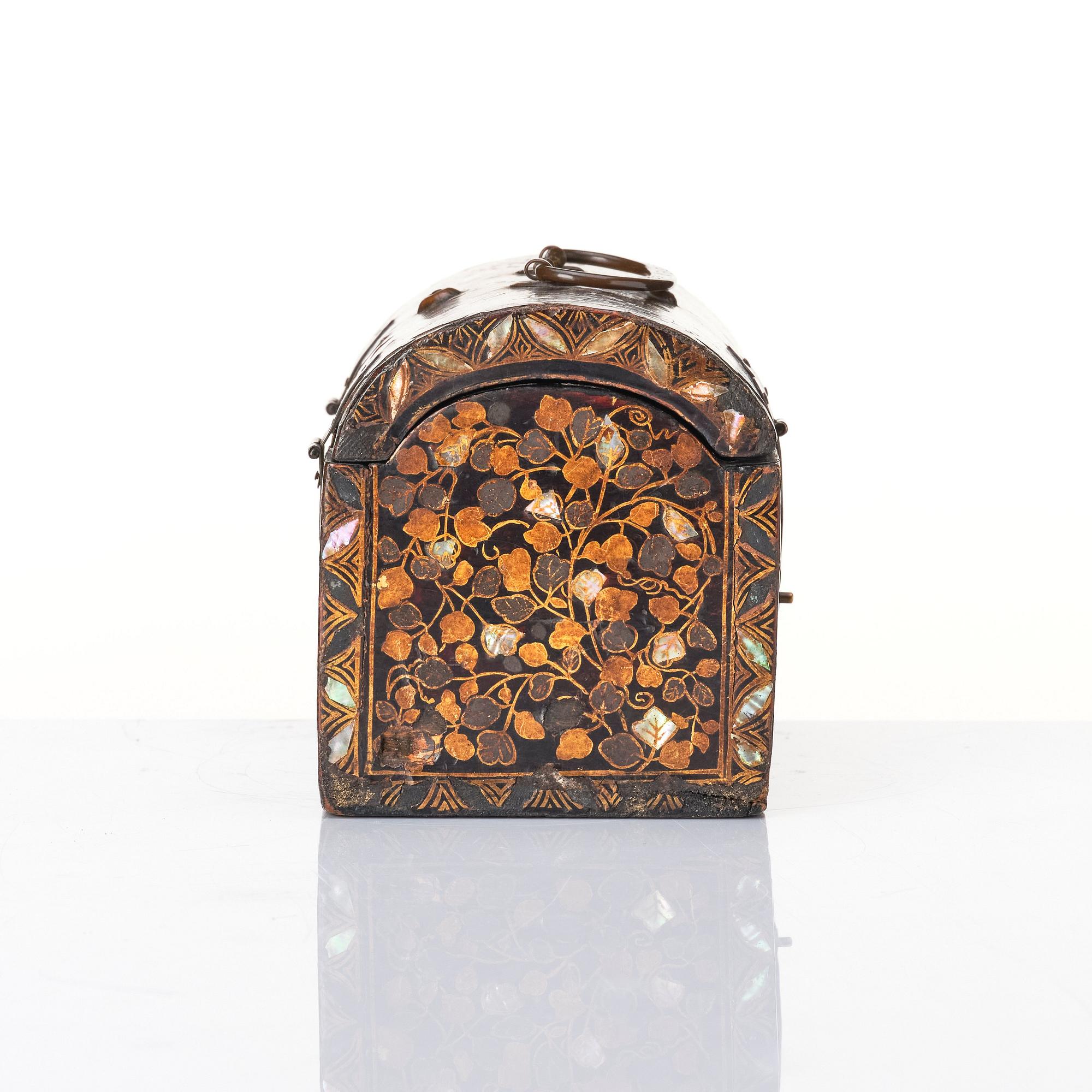 A Japanese lacquer casket/Namban chest, commissioned by the Portuguese, Edo period (1603-1868).