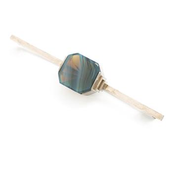 597. Wiwen Nilsson, a brooch, silver with banded agate, Lund 1941.