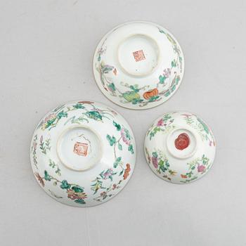 Three Famille Rose porcelain bowls, China, early 20th century.