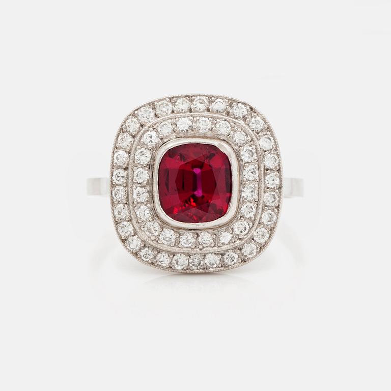 A 1.33 ct ruby and brilliantcut diamond ring. Total carat weight of diamonds circa 0.50ct.