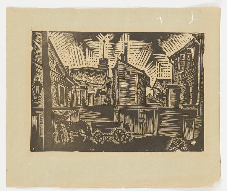 Eduard Wiiralt, linocut, mogoram signed in the print.