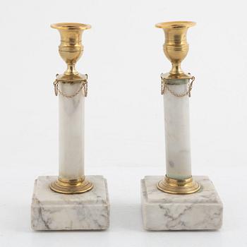 A pair of late Gustavian candlesticks, circa 1800.