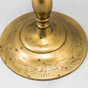 A BRASS CANDELABRUM, CA 1900.