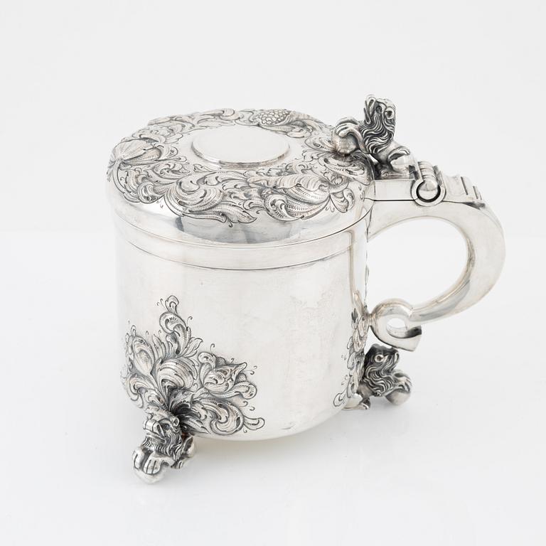 David Andersen, dryckeskanna, barockstil, sterlingsilver, Norge, 1900-tal.