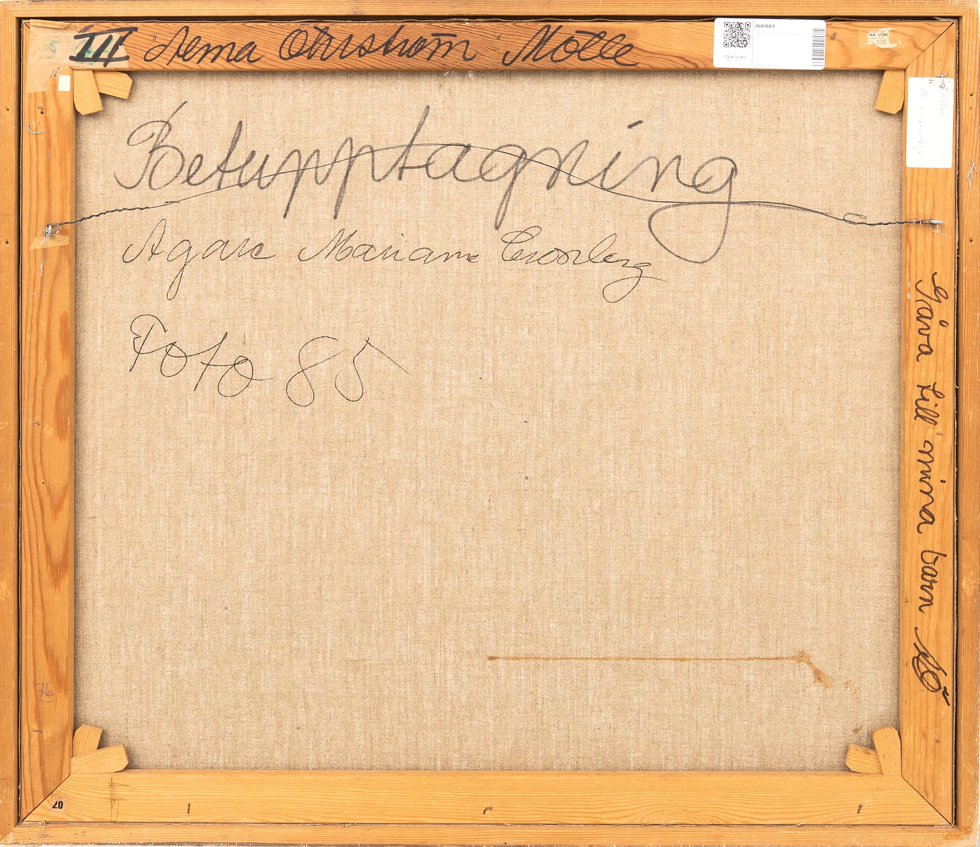 Alma Öhrström, Betupptagning, 1970.