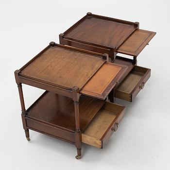 A pair of mahogany bedside tables, second half of the 20th Century.