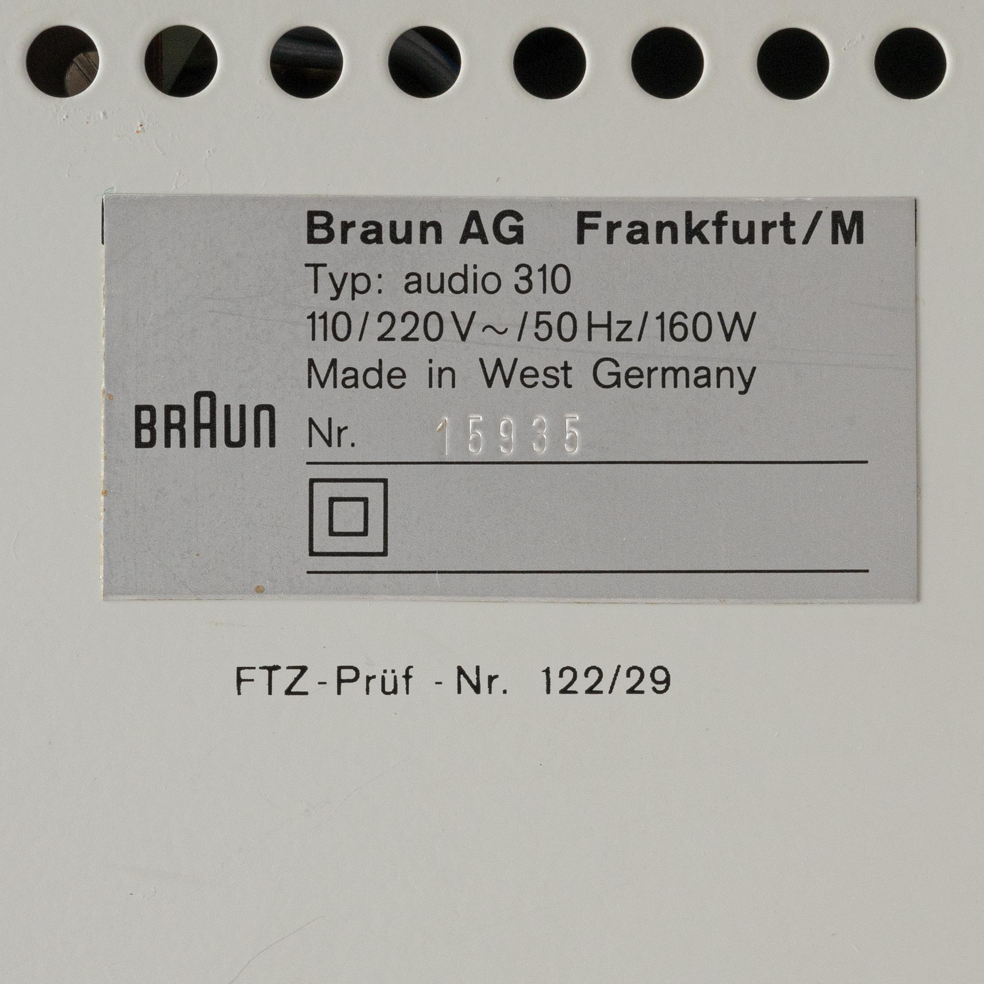Dieter Rams, stereoutrustning, 5 delar, Braun, Tyskland 1970-tal.