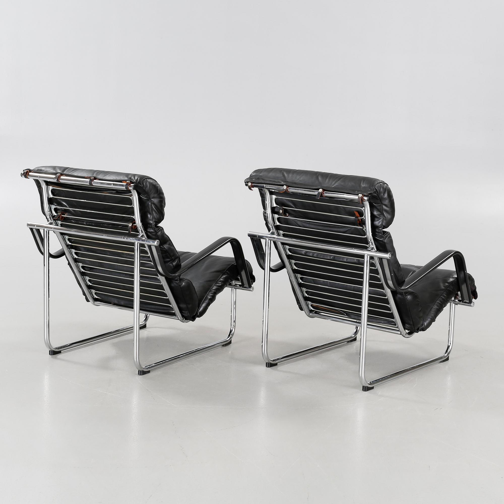 A pair of "Remmi 817H-1K" chairs, designed by Yrjö Kukkapuro in 1969, made by Haimi Oy or Avarte Oy.