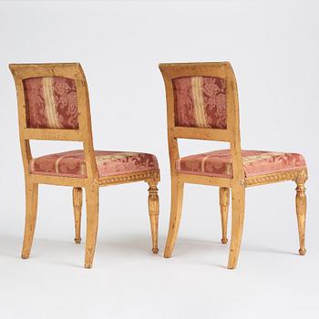 A pair of late Gustavian chairs, circa 1800.