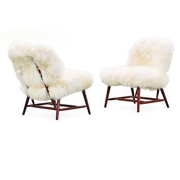 23. A pair of Alf Svensson 'TeVe' easy chairs, Studio, Ljungs Industrier, Sweden 1950's.