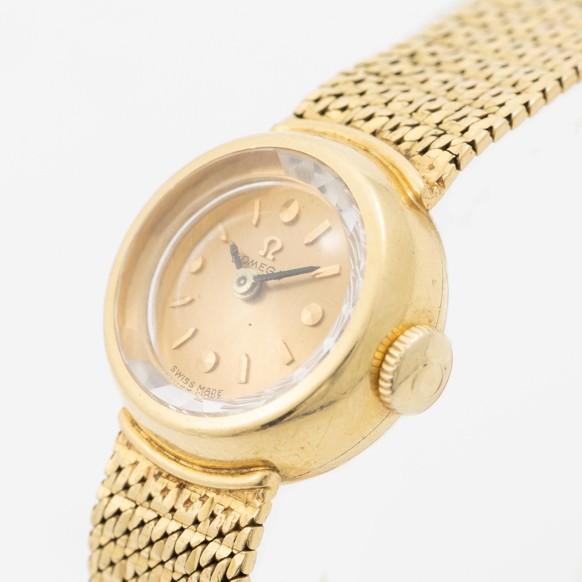 Omega, wristwatch, 18K gold, 17 mm.
