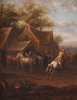 Carel van Falens Attributed to, Outside the Inn.