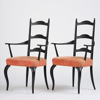 Uno Åhrén, a set of eight Swedish Grace dining chairs, 1920s.