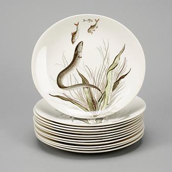 FISKTALLRIKAR, 12 delar, "Fish" Johnson Bros. England, 1900-talets andra hälft.