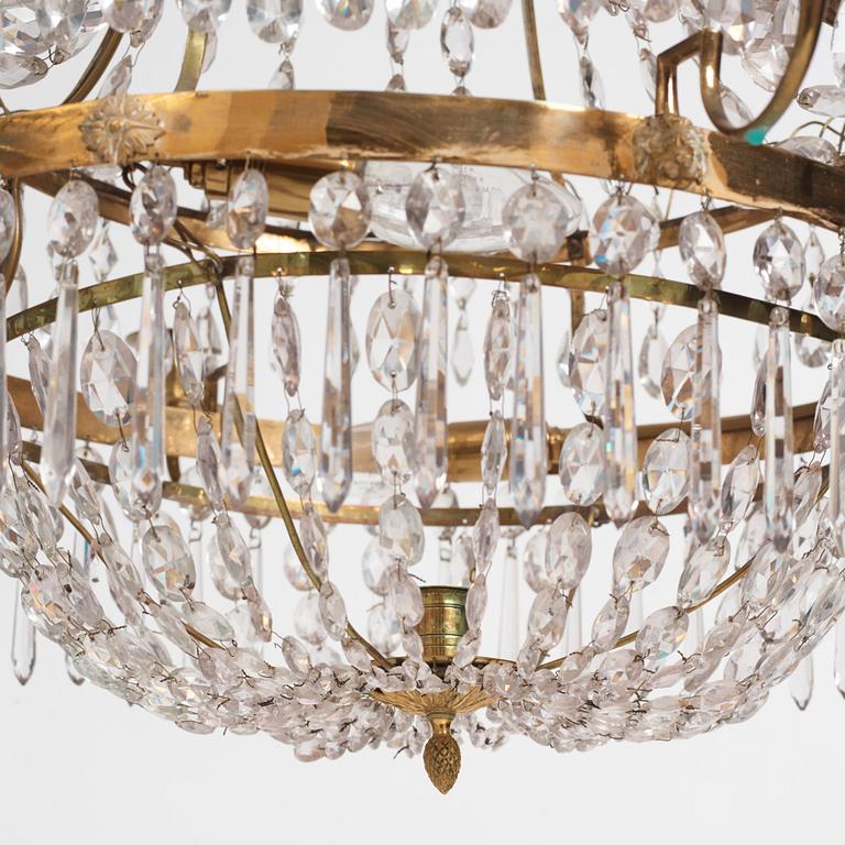 A late Gustavian five-light chandelier, late 18th century.