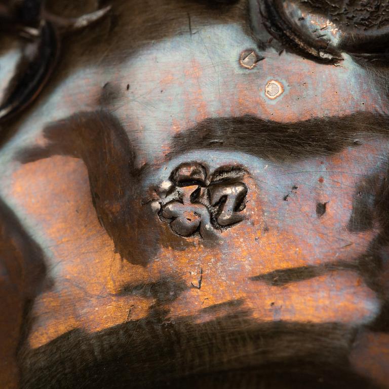 Ljusstakar, 4 st, silver, icke identifierad mästarstämpel ZP, Venedig 1600-/1700-tal. Barock.
