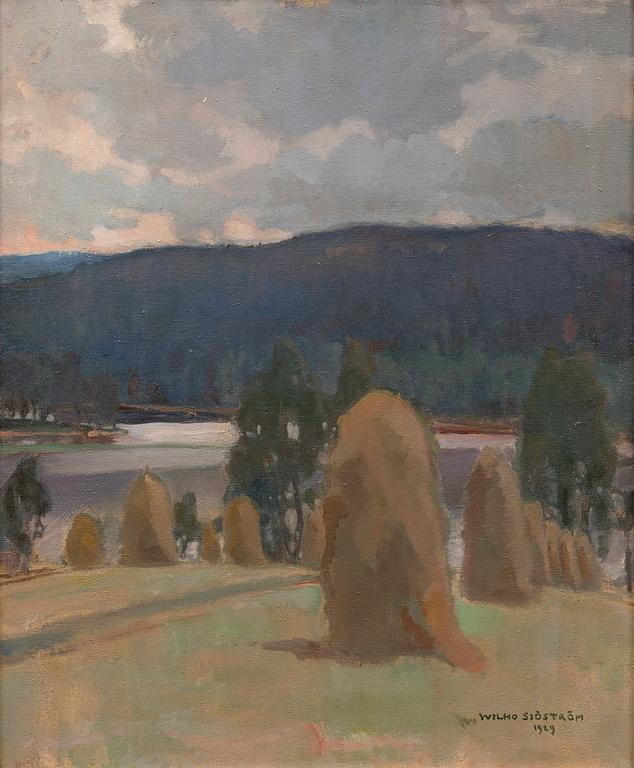 WILHO SJÖSTRÖM, LANDSCAPES WITH HAY STACKS.