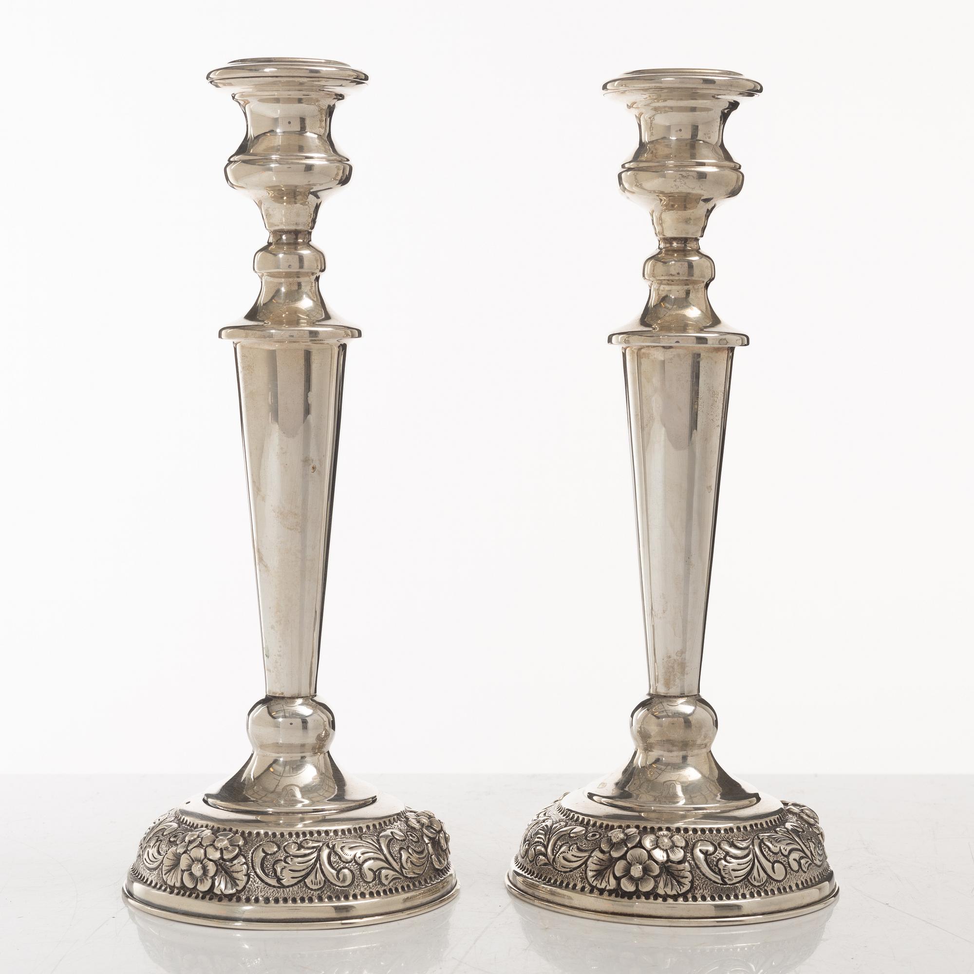 Ljusstakar, ett par, silver, 1900-tal.