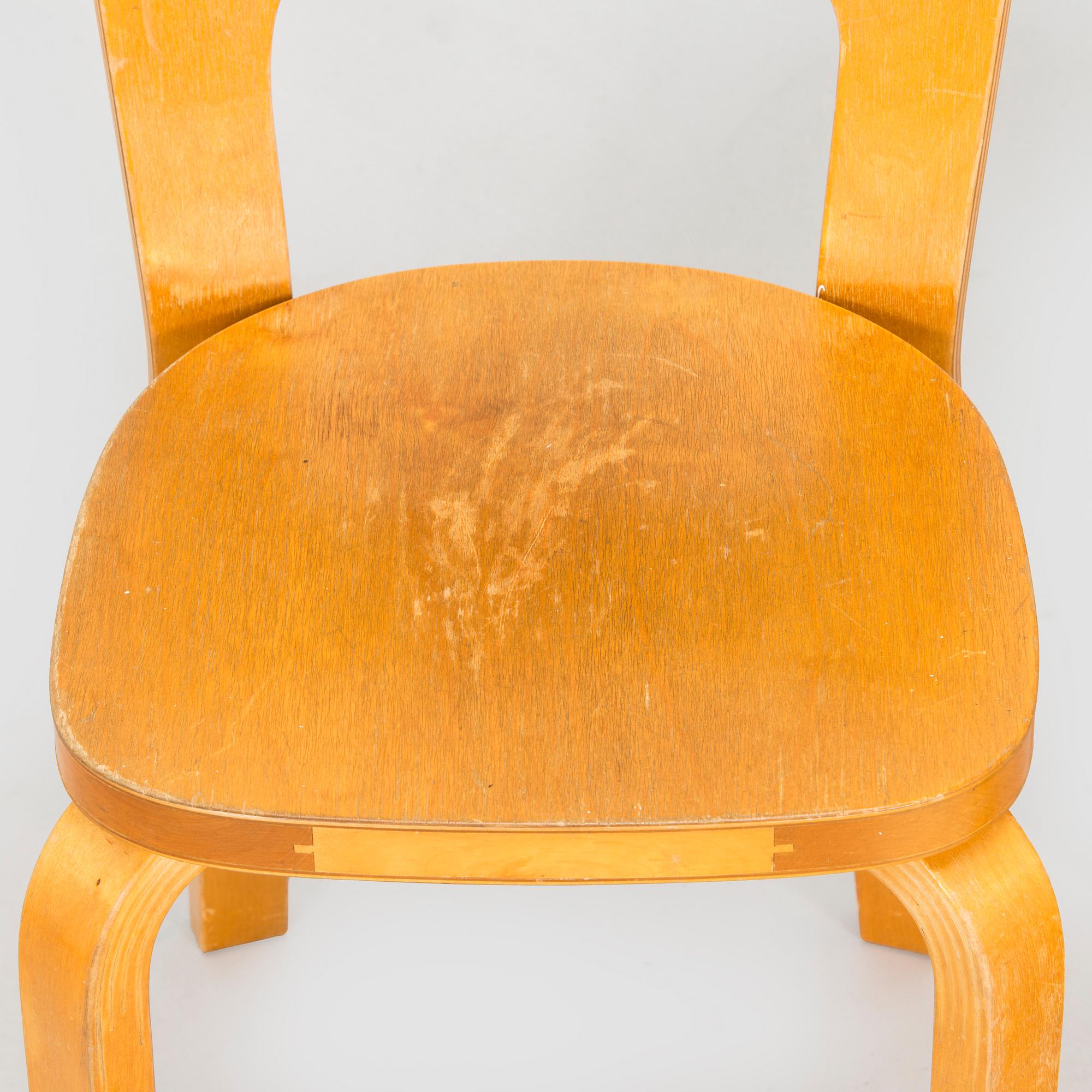 Alvar Aalto, two 1940s 'A65' chairs for O.Y. Huonekalu- ja Rakennustyötehdas A.B.