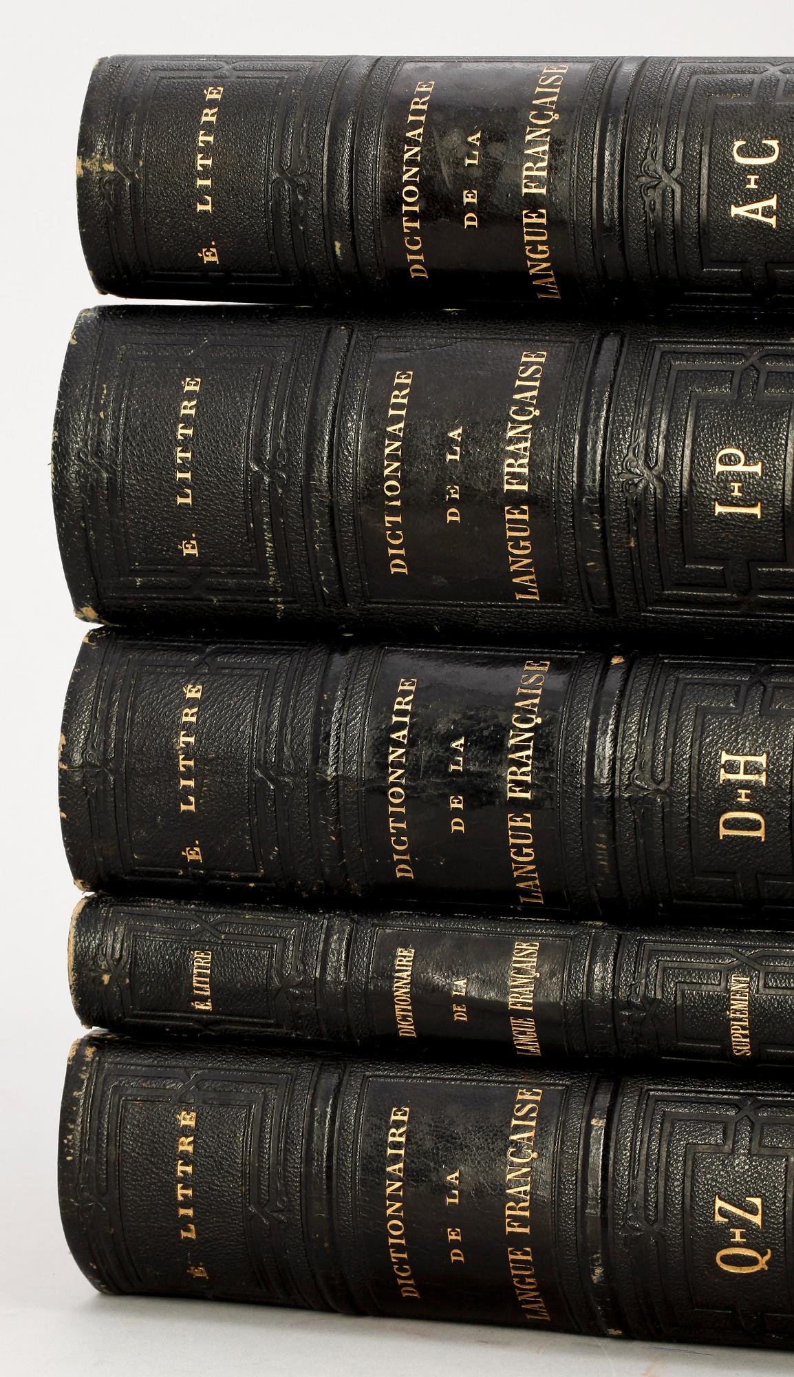 BÖCKER, 5 VOLYMER, DICTIONNAIRE DE LA LANGUE FRANCAISE, par E. Littré. Paris 1877.