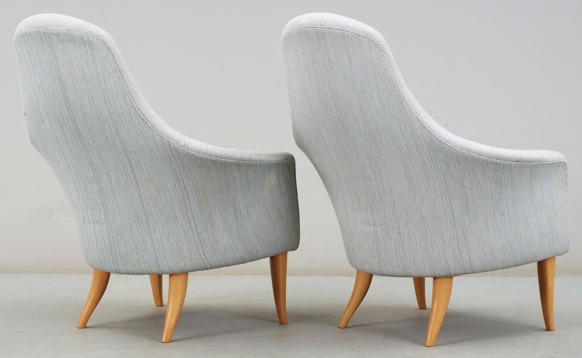 FÅTÖLJER,  ett par, Kerstin Hörlin-Holmquist, "Stora Adam", Triva-serien, Nordiska Kompaniet, 1950/60-tal.