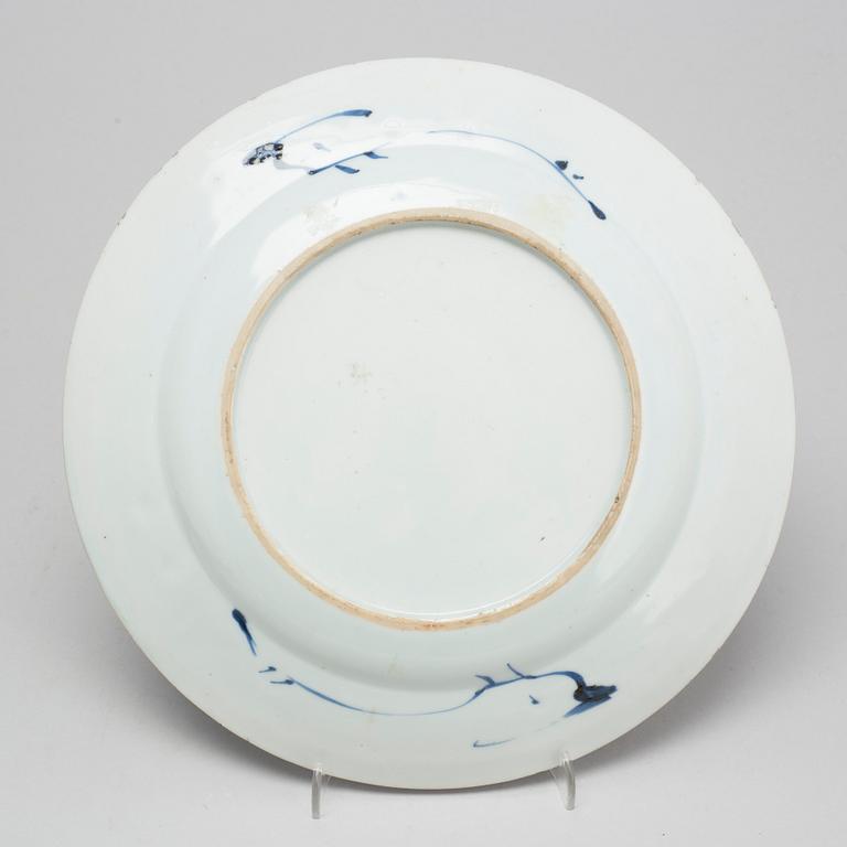 Four blue and white porcelain plates, Qing dynasty, Yongzheng (1723-35).