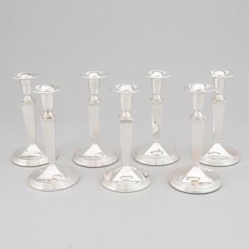 Seven silver candlesticks, GAB, Stockholm, 1957-66.
