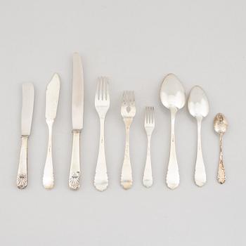 A 52-piece silver flat wear set, model "Snäck", MGAB, Uppsala, Sweden, 1946-49.