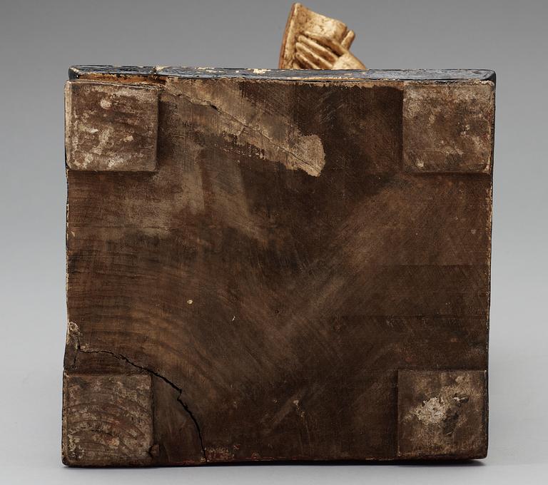 A wooden, gilt and lacquered figure of an chinese general, Qing dynasty, presumably Qianlong (1736-95).