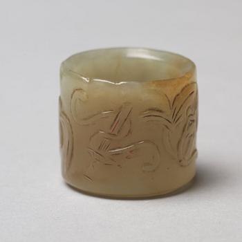 A set of five Chinese nephrite archers rings.