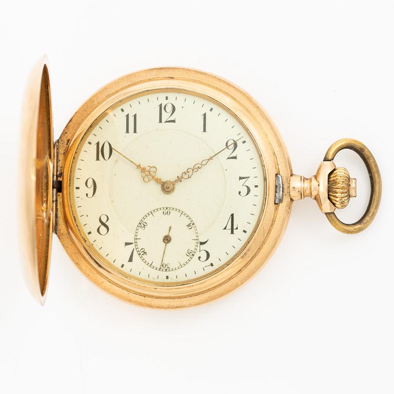 Pocket watch, 14K gold, hunter, 52.5 mm.